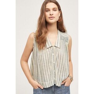 NWT Anthropologie Holding Horses Coastal Collared Swing Tank - Blue Stripes